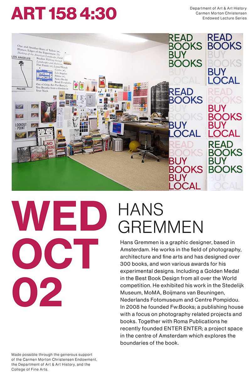 Hans Gremmen visiting artist talk poster