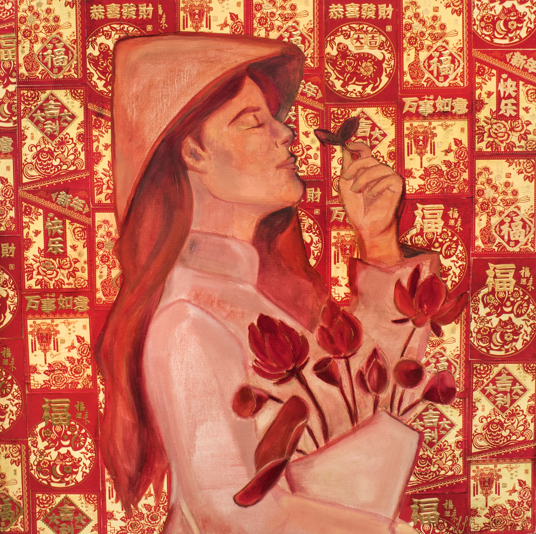Li Xi - Tammy Vu, 2020, oil and paper on panel Li Xi - Tammy Vu, 2020, oil and paper on panel
