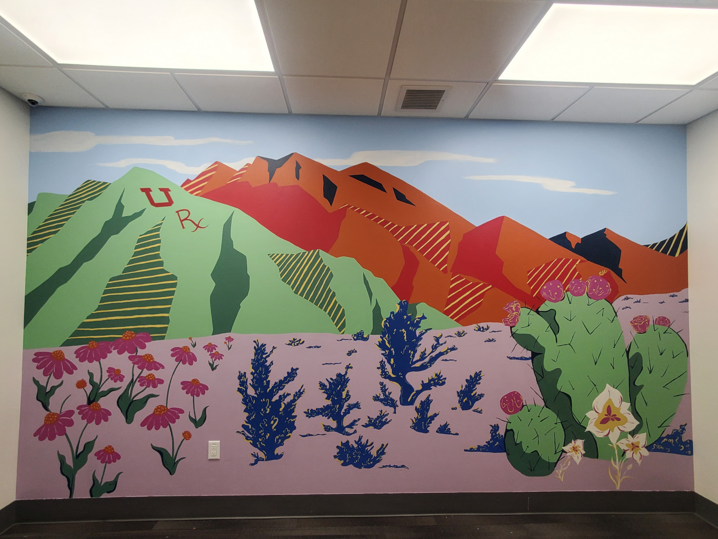 Mural of moutain scene and desert valley