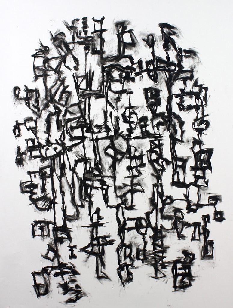 Garland Farwell, Cipher #68, charcoal on paper, 2017