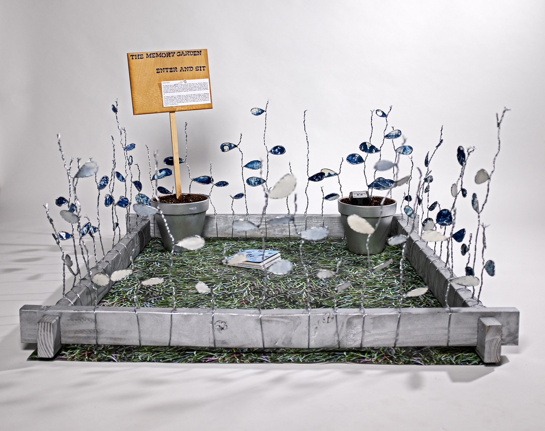 The Memory Garden - Rachel Roser, mixed media (wire, wood, cyanotypes, string)
