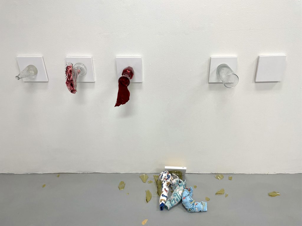 My Vaginas, Kelly Goff, used vases, fabric, wood, pjs