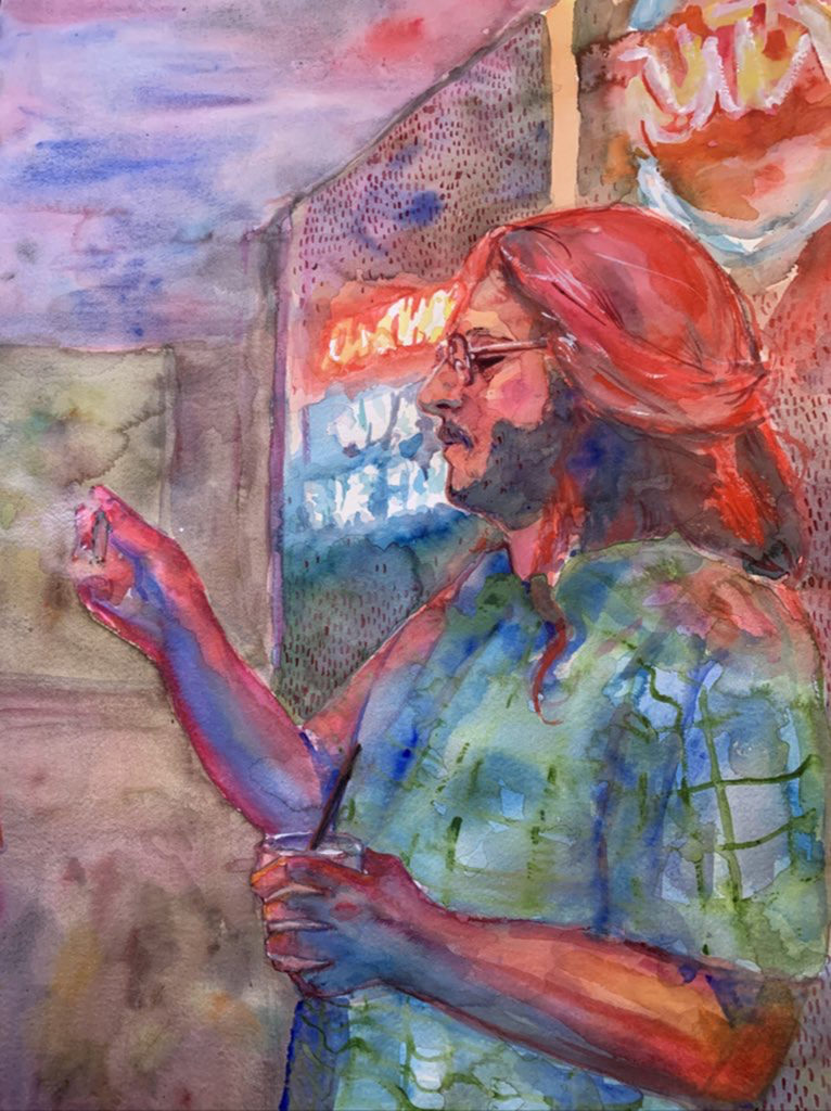 Nighttime Reflection - Kate Wilhite, watercolor on paper