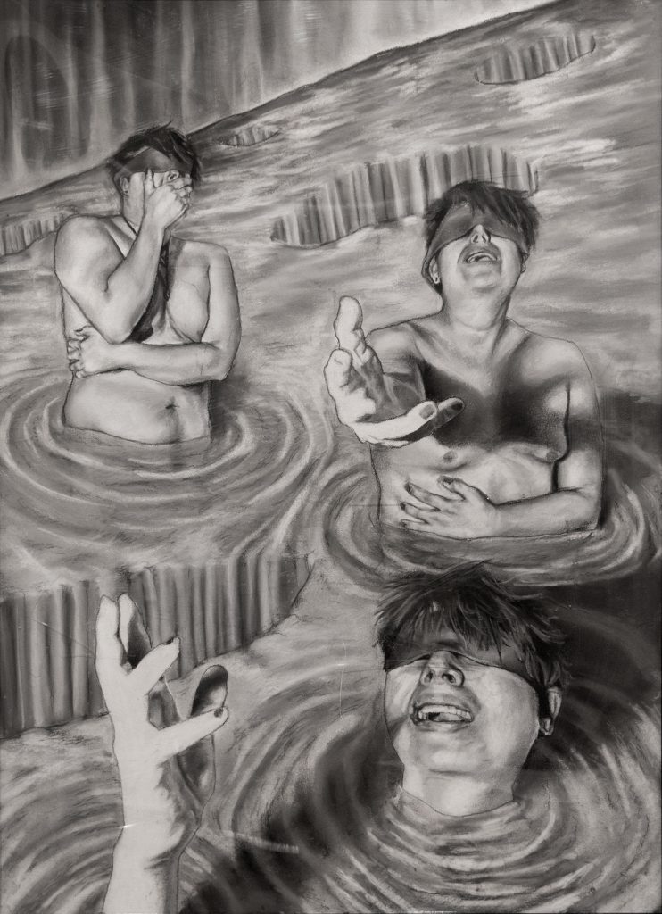 Transversed Dimension, Nelson Morales, charcoal and pastel