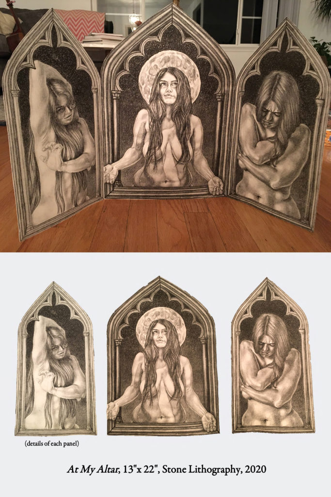 At My Altar - Tressa Marre, stone lithograph