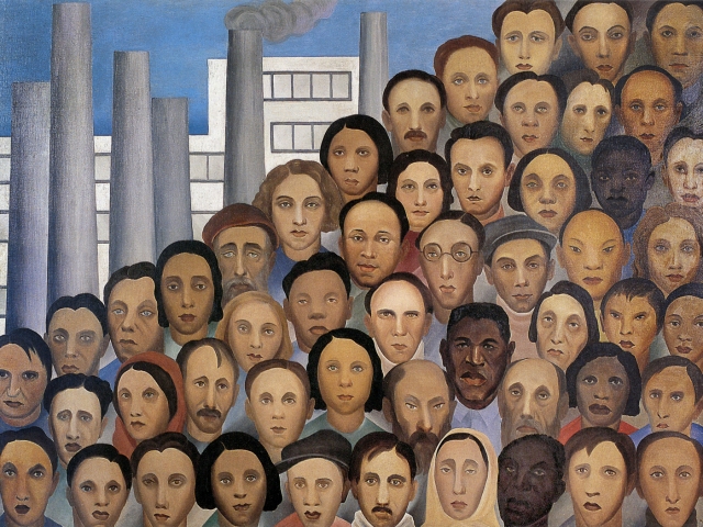 Tarsila Do Amaral. Workers, 1933. Oil on canvas. 150 X 205 cm. Acervo Artistico/cultural dos palacious do governo do estado de sao paulo.