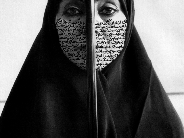 Rebellious Silence; Shirin Neshat, 1994 CE, Black and White Photograph, 11&quot; x 14&quot;