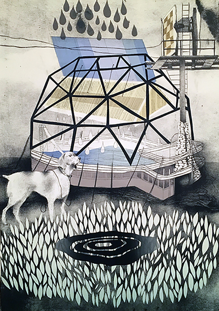 Ashley Nason."Swimming Hole", 21.5" x 28", lithograph, screen print, 2018