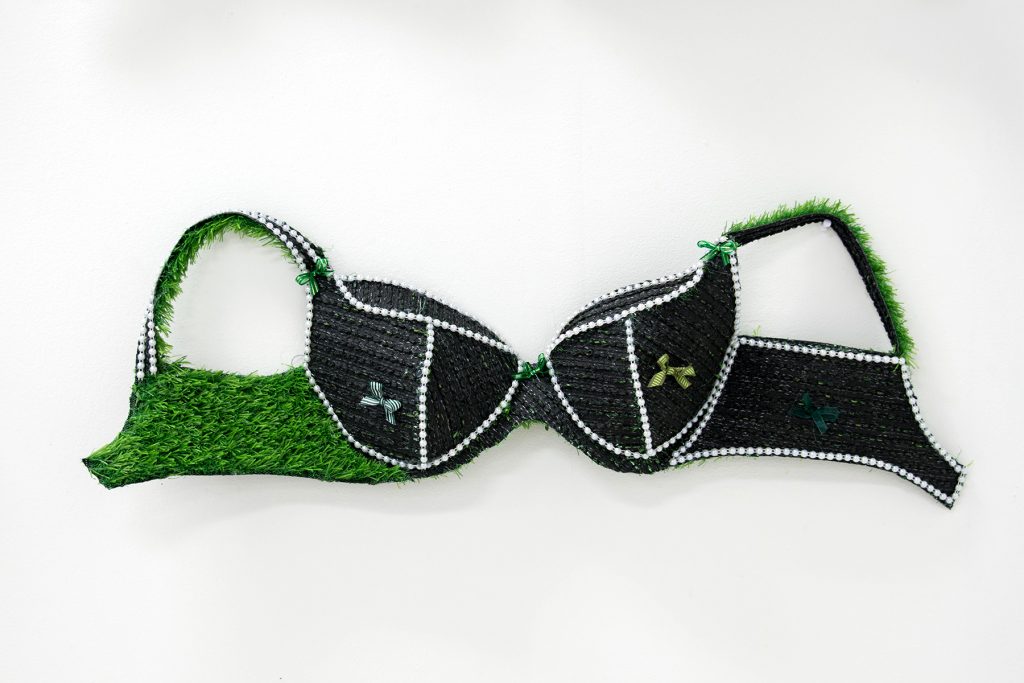 Ticky Tacky, Bea Hurd, 2019, Astroturf, Ribbon, Hot Glue, Plastic Pearls