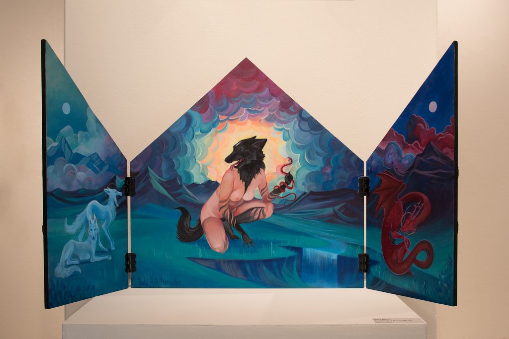 Howard Clark Scholarship Exhibition, 2018, Gittins Gallery - "Creature Dwelling", Halley Bruno, 2018, acrylic on canvas