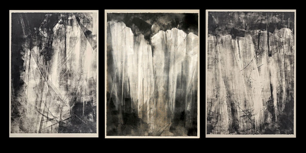 Monoprint triptych, Josh Graham