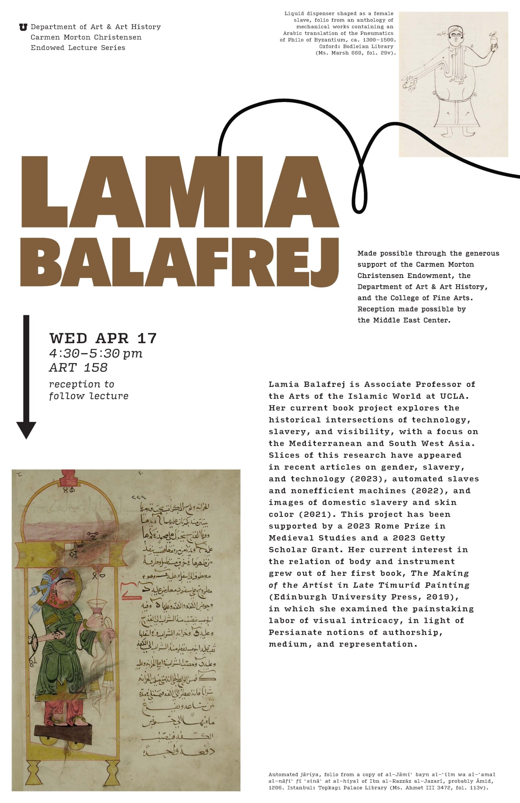 Lamia Balafrej art history talk poster