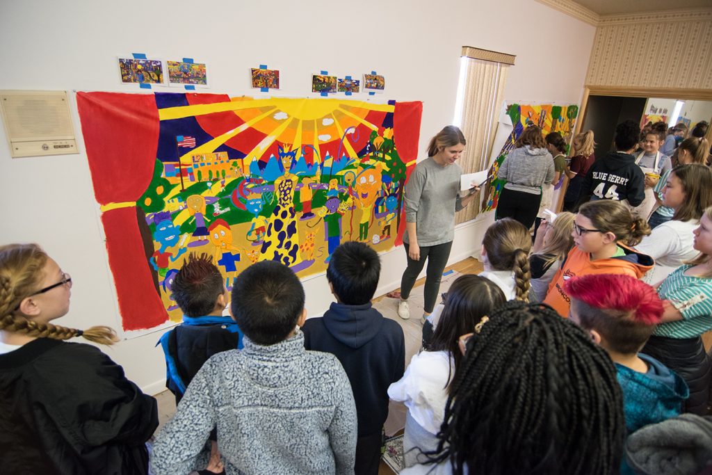 Students painting