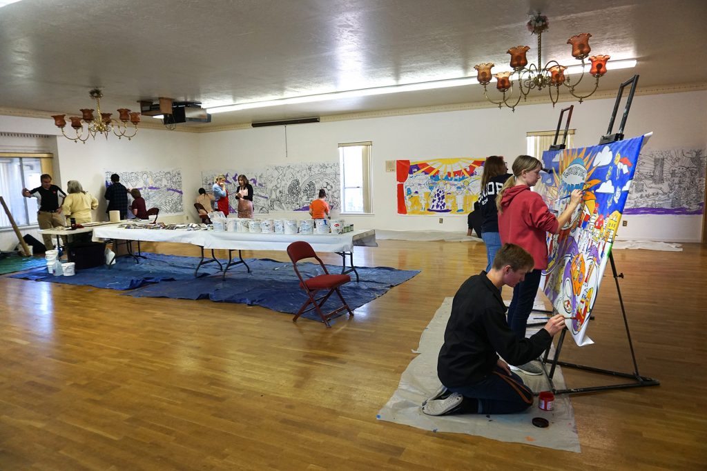 Students painting