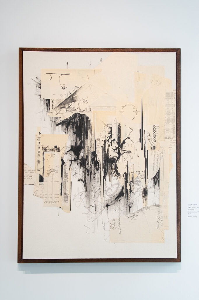 Return Inaugural Gittins Gallery Exhibition, March 2023  Josh Graham (MFA 2019), Oxidization and Progress, Mixed-media, 2023