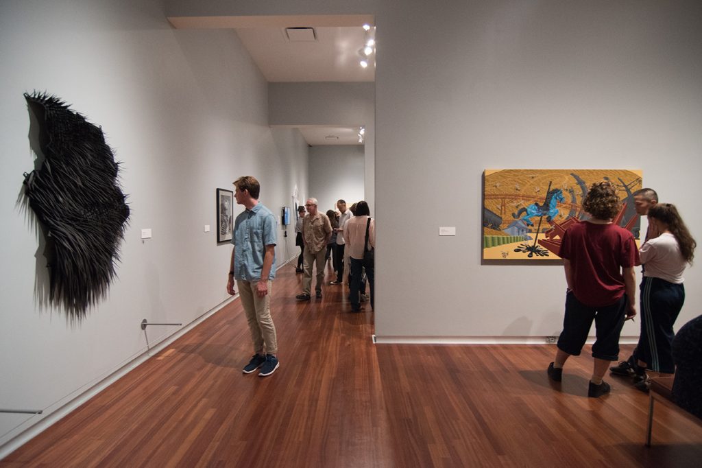 Site Lines; artwork by Lenka Konopasek (left) &amp; Kim Martinez (right)