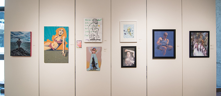 2017 Student Exhibition, Gittins Gallery. Artwork: Elena Lawrence, Molly McGinnis, Cole Atencio, Dane Goodwin, Bri Bergman, Eva Holbrook, Patrick Charles