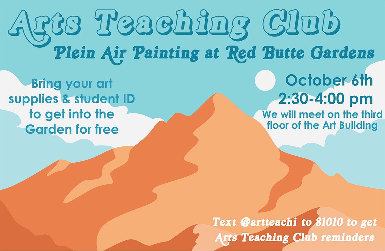 Arts Teaching Club flyer for plein-air painting at Red Butte Gardens.