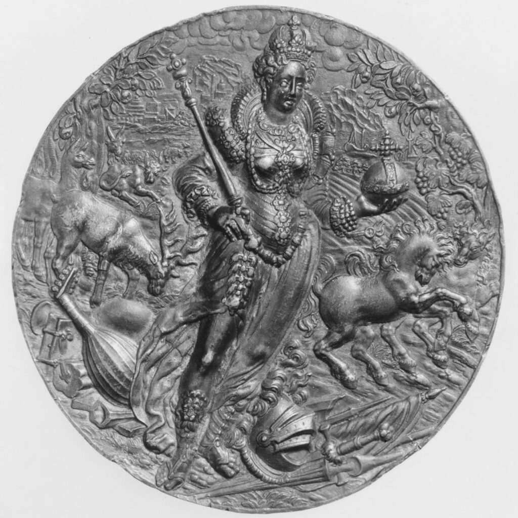 Personification of Europe (1580-90). German. Lead, with traces of gilding, diameter: 7 in. 60.70.1
